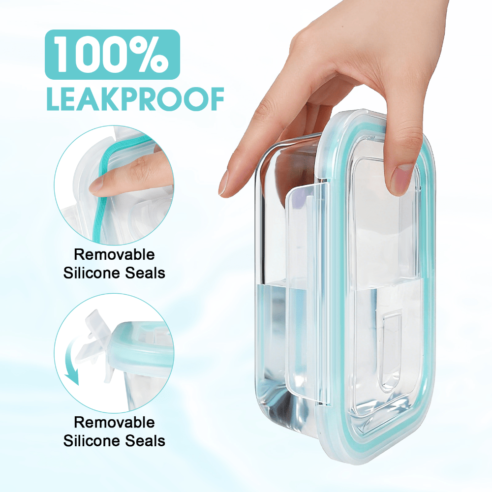 24/16 Sealed Glass Food Storage Boxes, Fresh-Keeping Boxes, Microwave Ovens, Ovens - Suitable for Salads, Fruits, Vegetables, Sandwiches, Bento Boxes | Sealed Storage | Durable Glass Food Storage Containers Outdoor Lunch Boxes(12/8 Box+12/8 Lid)