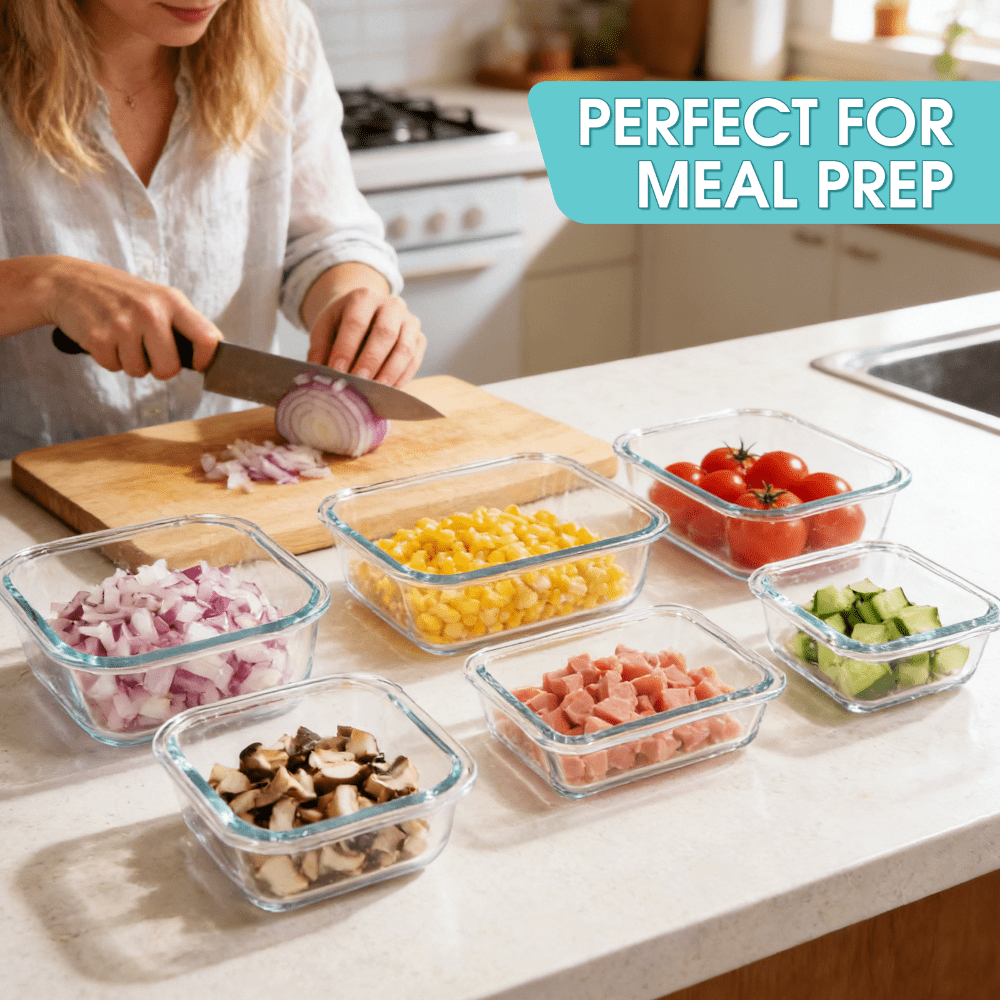 24/16 Sealed Glass Food Storage Boxes, Fresh-Keeping Boxes, Microwave Ovens, Ovens - Suitable for Salads, Fruits, Vegetables, Sandwiches, Bento Boxes | Sealed Storage | Durable Glass Food Storage Containers Outdoor Lunch Boxes(12/8 Box+12/8 Lid)