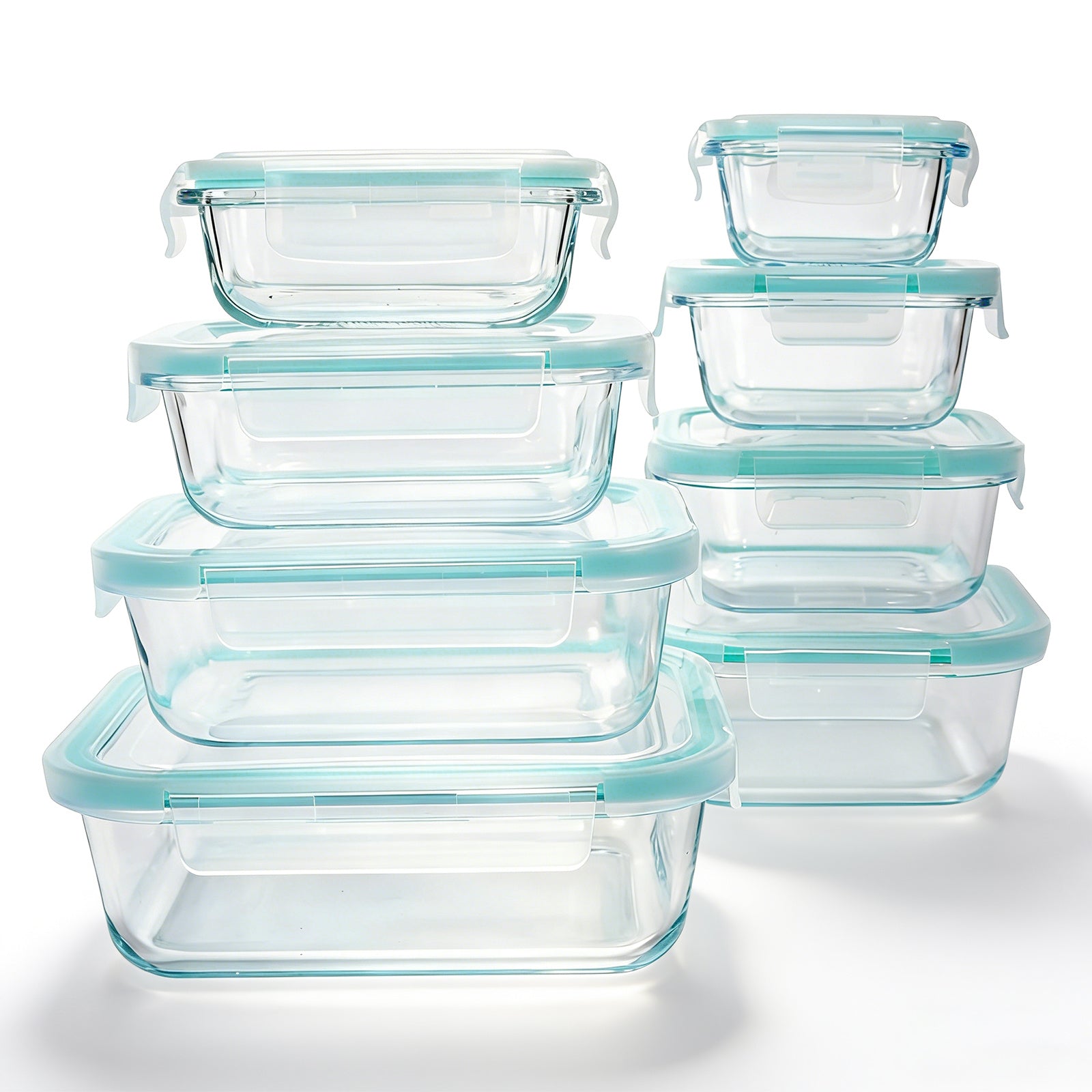 24/16 Sealed Glass Food Storage Boxes, Fresh-Keeping Boxes, Microwave Ovens, Ovens - Suitable for Salads, Fruits, Vegetables, Sandwiches, Bento Boxes | Sealed Storage | Durable Glass Food Storage Containers Outdoor Lunch Boxes(12/8 Box+12/8 Lid)